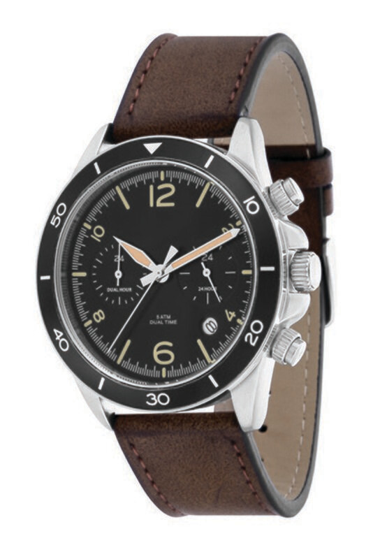 Worldtime Multifunktion Ø 43mm Metall Leder
