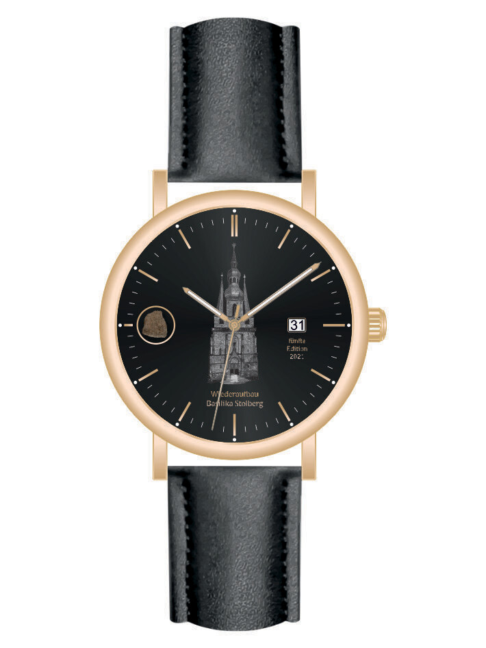 Werbeuhren Made in Germany 
Modell KLASSIK Ø 40mm Metall Leder