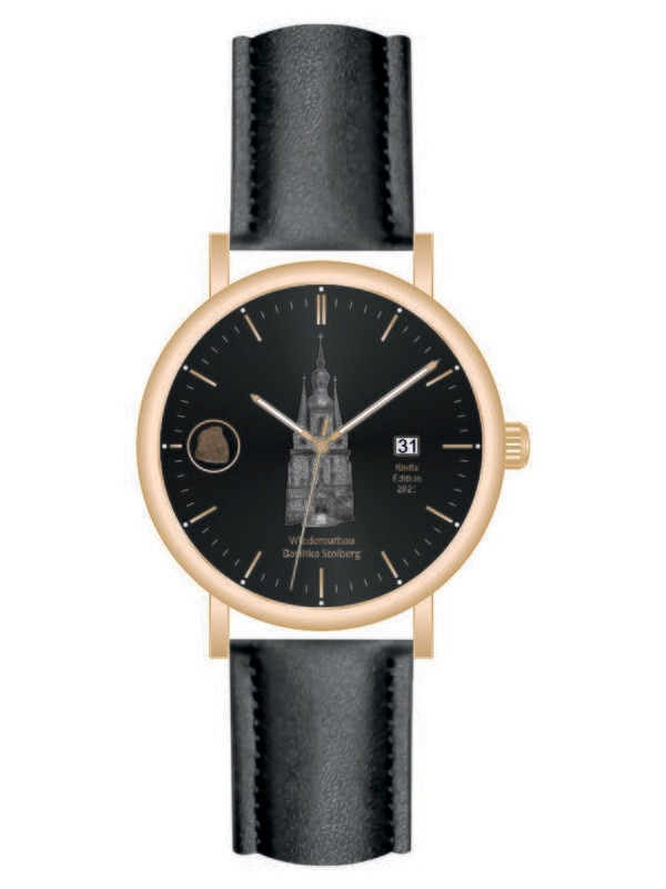 Werbeuhren Made in Germany 
Modell KLASSIK Ø 40mm Metall Leder