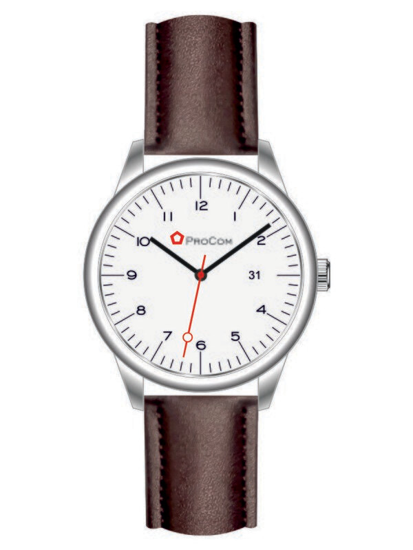 Werbeuhren Made in Germany 
Modell PILOT Ø 41mm Metall Leder