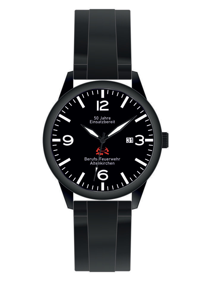 Werbeuhren Made in Germany 
Modell PILOT Ø 41mm Metall Silikon