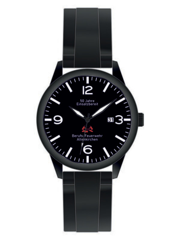 Werbeuhren Made in Germany 
Modell PILOT Ø 41mm Metall Silikon