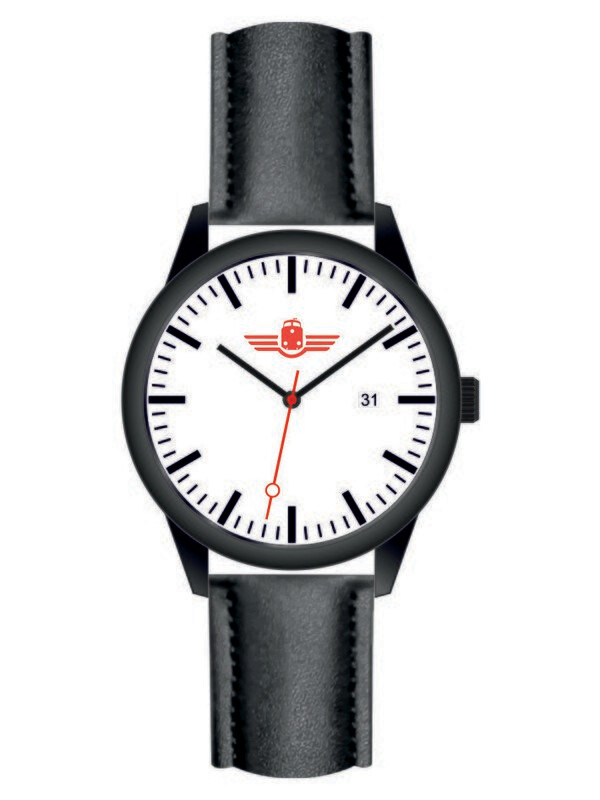 Werbeuhren Made in Germany 
Modell PILOT Ø 41mm Metall Leder
