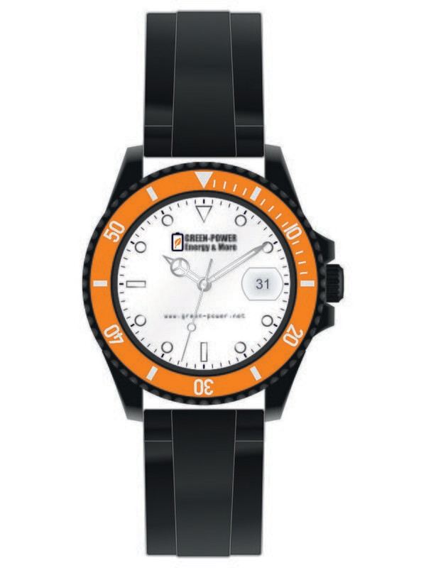 Werbeuhren Made in Germany 
Modell SPORT Ø 40mm Metall Silikon
