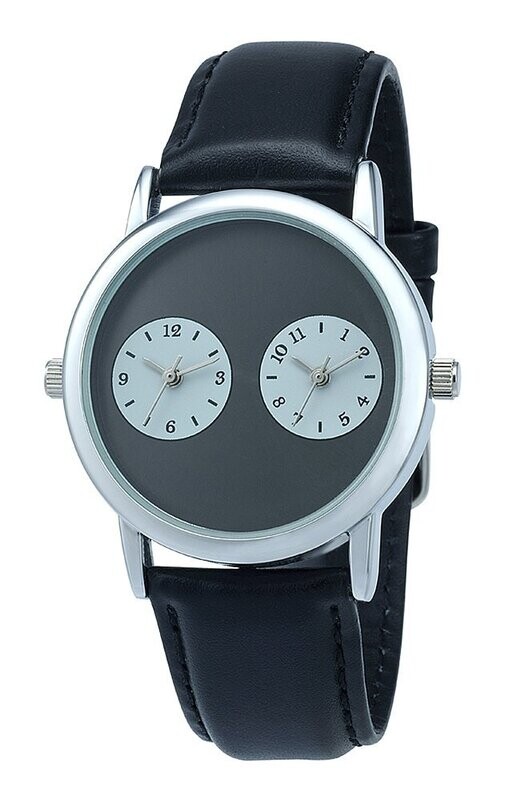 Dual-Time Werbeuhr Ø 35mm Metall Leder