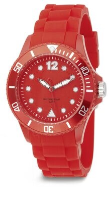 Werbe-Armbanduhr in rot, Ø 40mm Polycarbonat Silikon