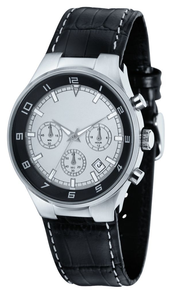 Chronographen, Lederarmband, Wasserdicht  3ATM