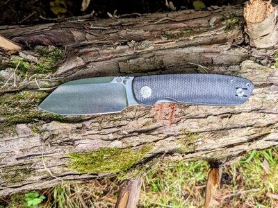 Microburst Pocket Knife - Black Micarta / Stonewashed Blade