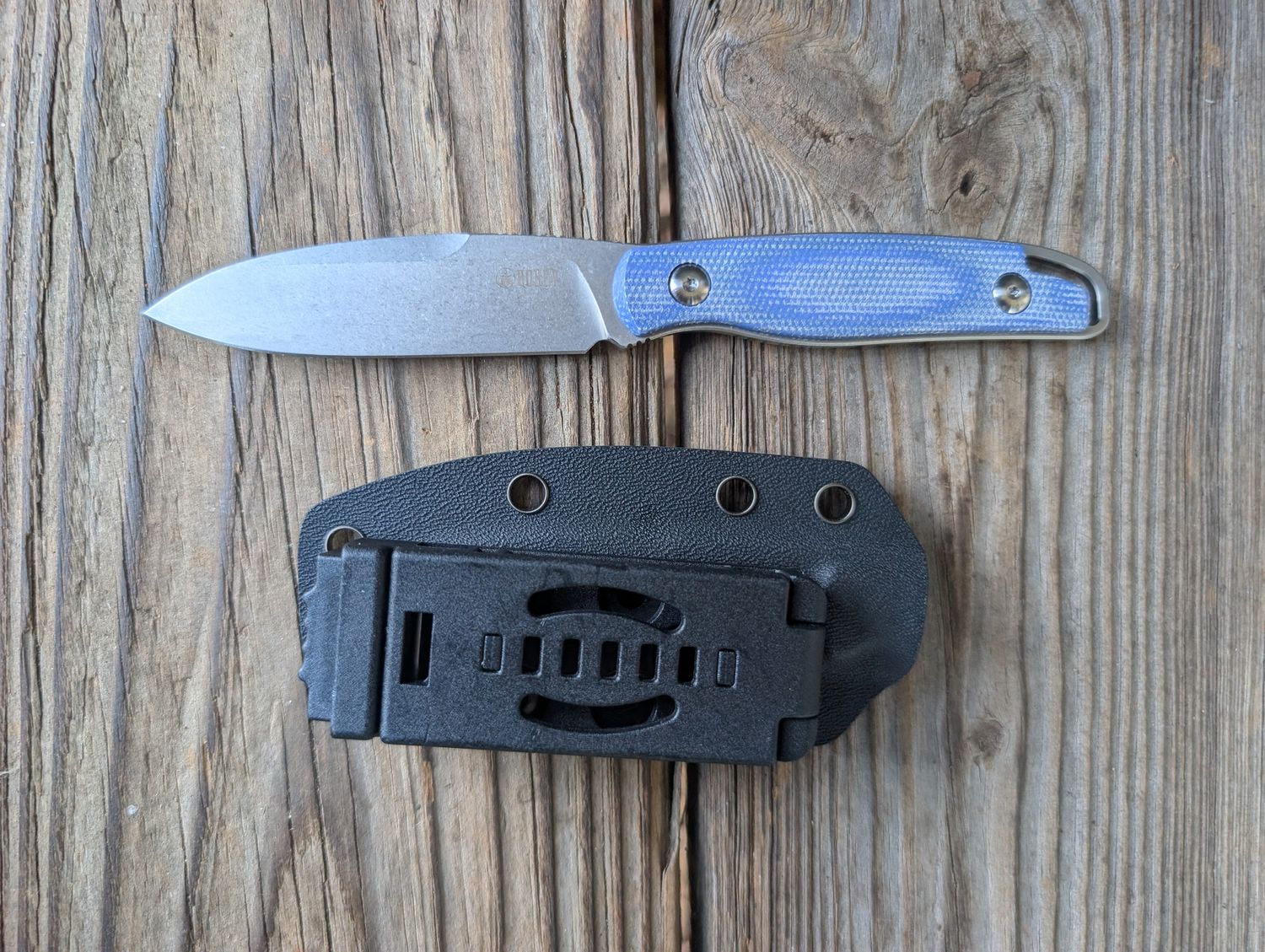 Kubey Dust Devil Blue Micarta / 14C28N (Tempest Designed)
