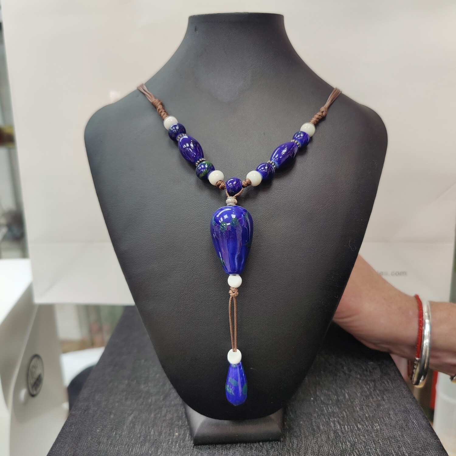 Deep Blue Droplet Necklace