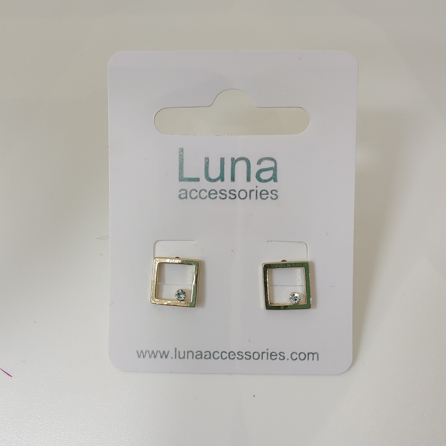 Golden Square Diamante Earrings