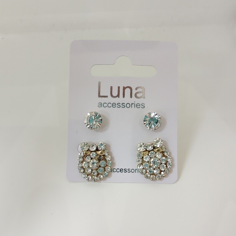 Two Set Diamante Earrings
