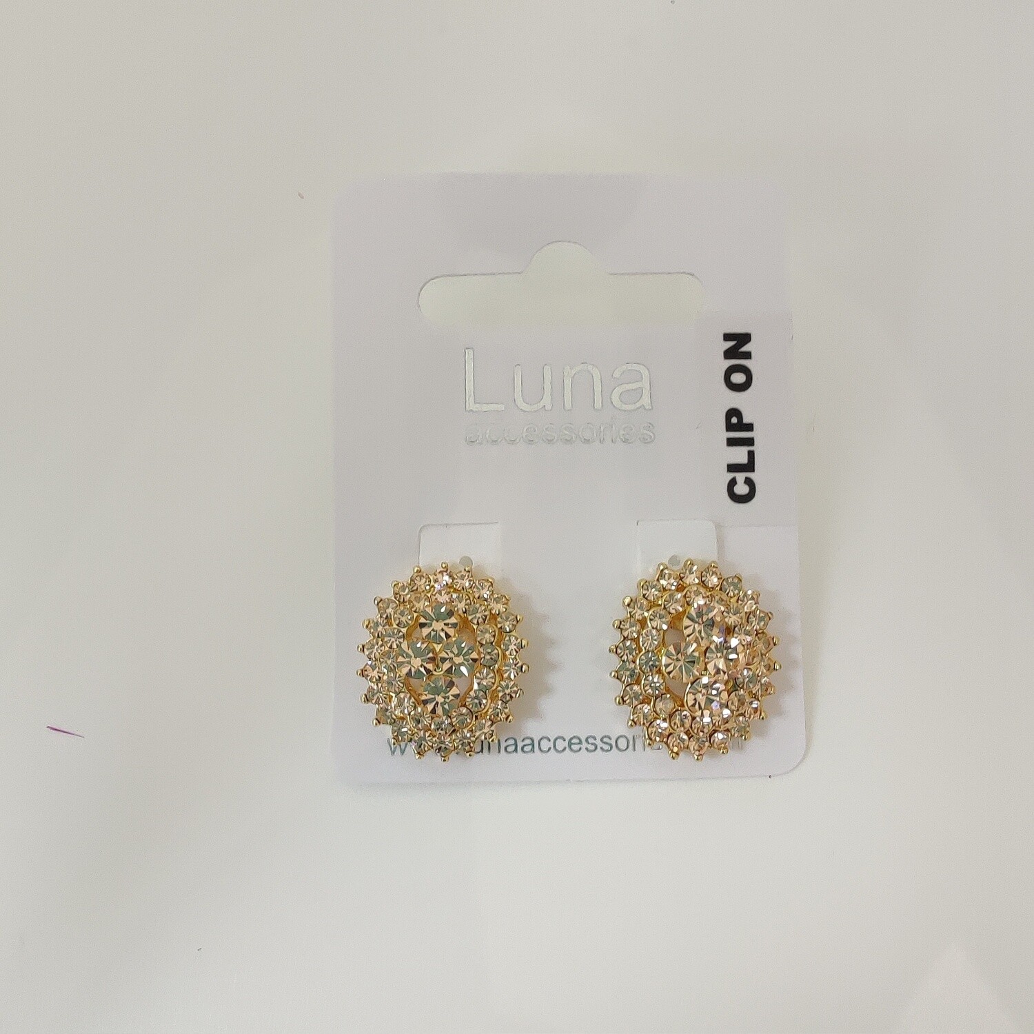 Golden Diamante Clip On Earrings