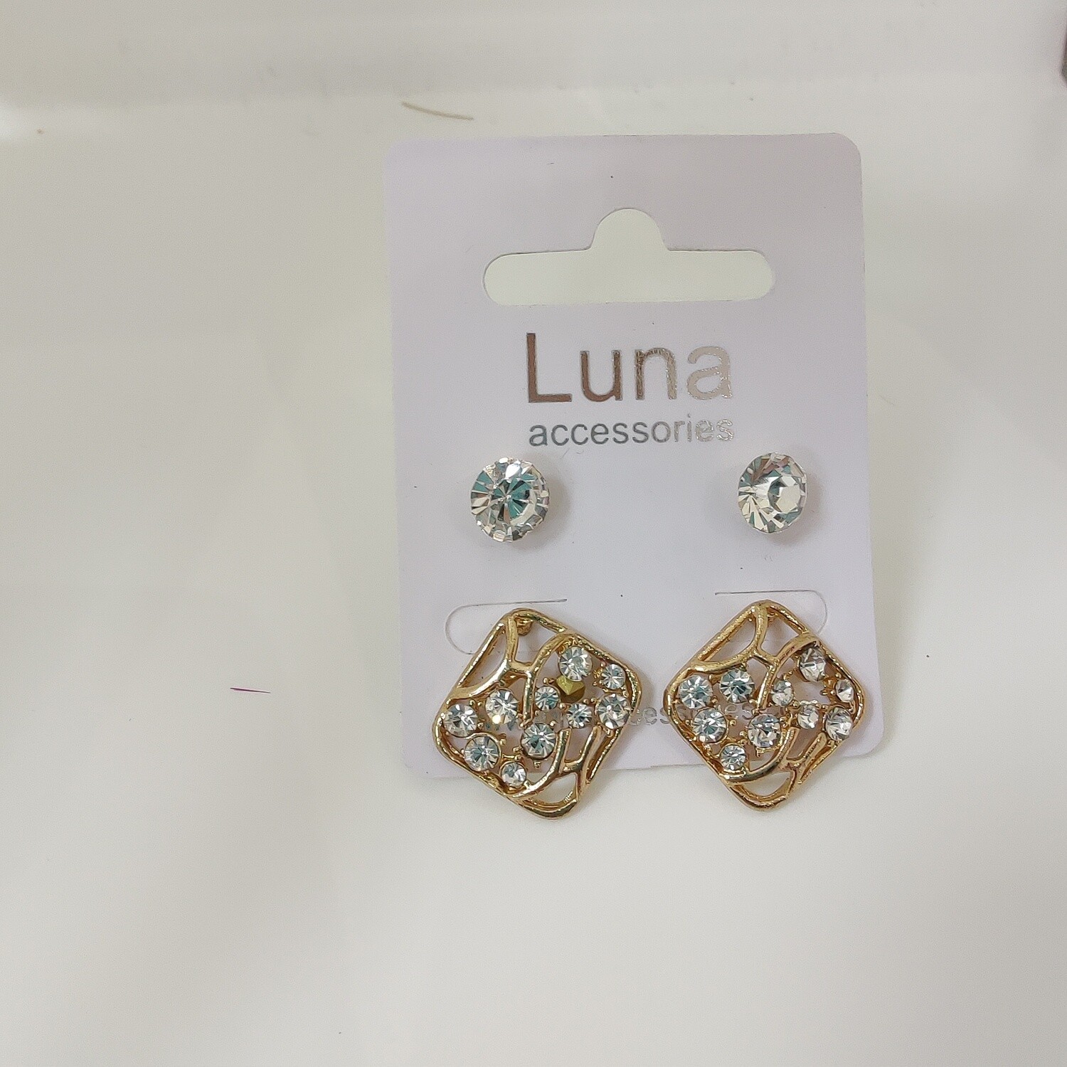 Two Set Diamante Earrings