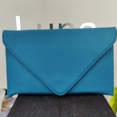 Faux Leather Teal Envelope Clutch