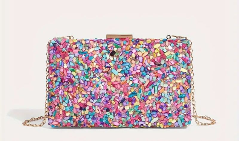 Pink multi stone clutch