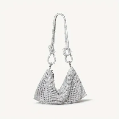 silver hobo style shoulder bag