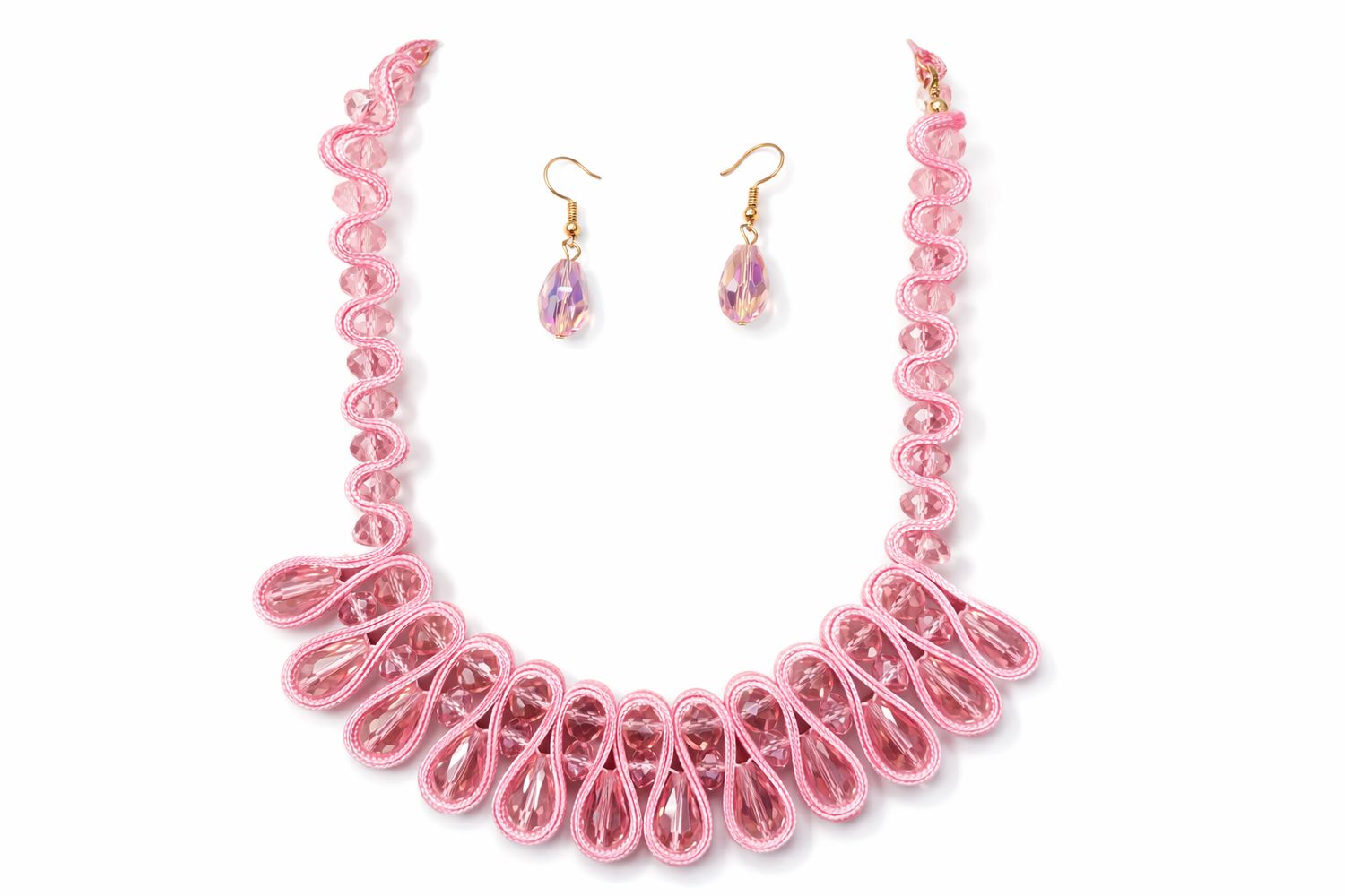 Blush Crystal Statement Necklace &amp; Earring Set