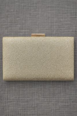 Gold Glitter Clutch Bag with Chain Strap