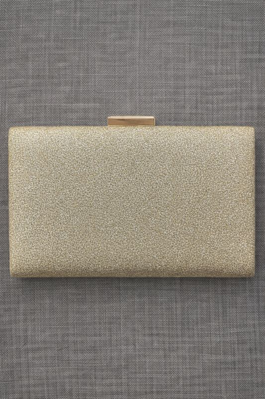 Gold Glitter Clutch Bag with Chain Strap