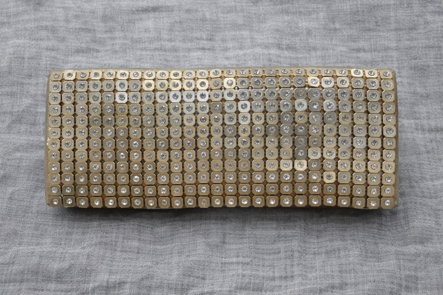 Gold Crystal Bullet Clutch Bag with Chain Strap