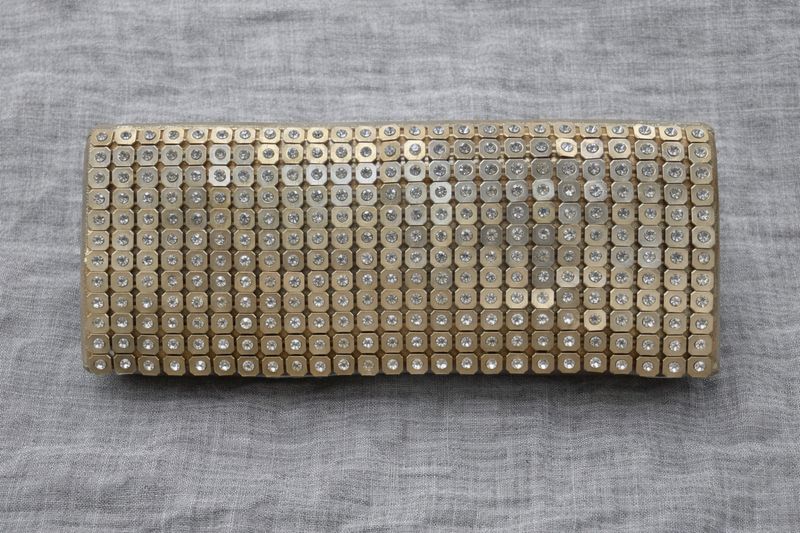 Gold Crystal Bullet Clutch Bag with Chain Strap