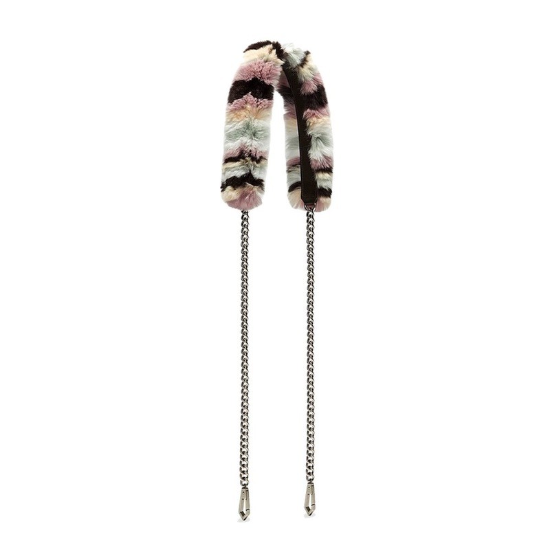 REBECCA MINKOFF - Fur Crossbody Strap with chain - Neutral Multi