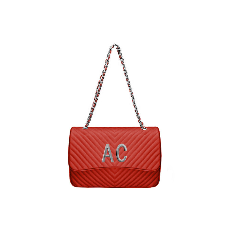 MIA BAG - Tracolla grande (misura CLASSICA) Personalizzabile - Rossa con  finiture ARGENTO