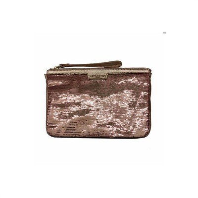 LANCASTER - Actual Shiny Sequil Pochette - Or Rose