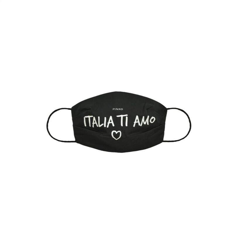PINKO - Mascherina &quot;Italia Ti Amo&quot; - Nero/Fuxia