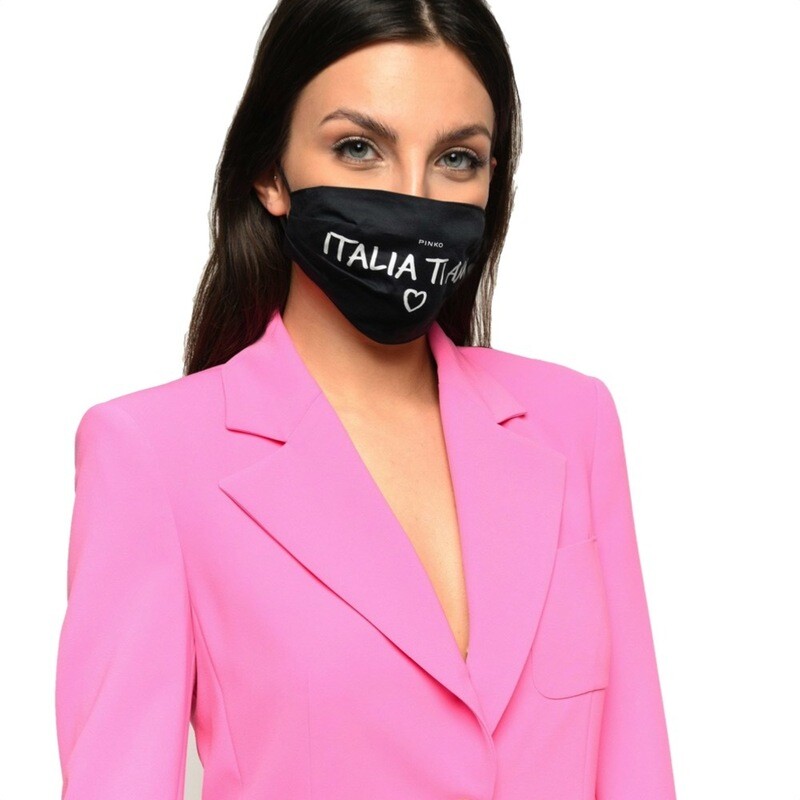 PINKO - Mascherina "Italia Ti Amo" - Nero/Fuxia