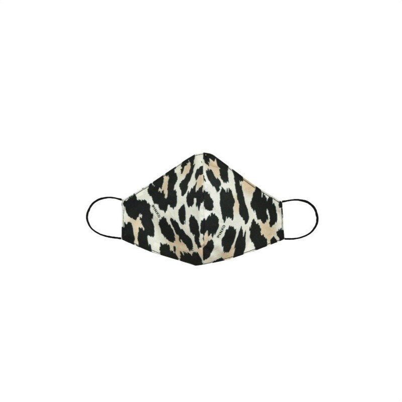PINKO - Mascherina sagomata leopardata - Panna/Nero