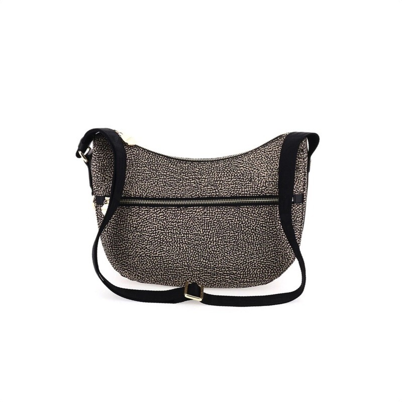 BORBONESE - Luna Bag Small Nylon Riciclato OP con zip - OP Natural/Black