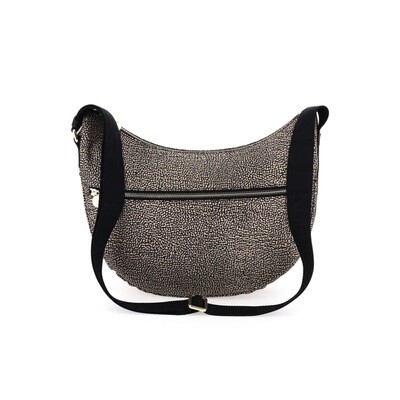 BORBONESE - Luna Bag Middle Nylon Riciclato OP con zip - OP Natural/Black