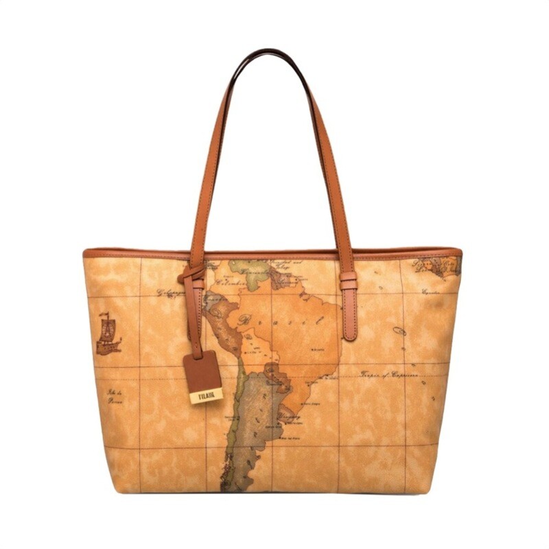 ALVIERO MARTINI - Geo Classic shopping grande con zip - Natural