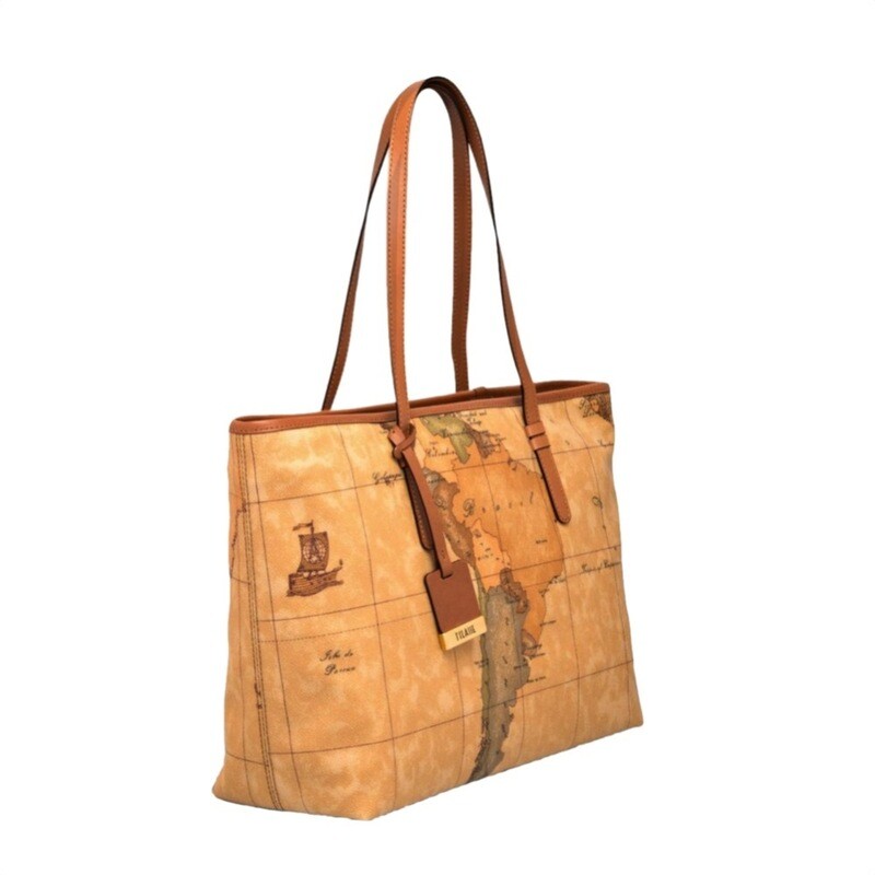 ALVIERO MARTINI - Geo Classic shopping grande con zip - Natural