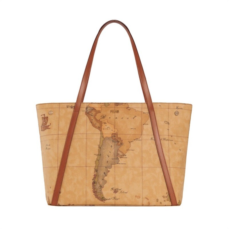 ALVIERO MARTINI - Geo Classic shopping grande con borchiette - Natural