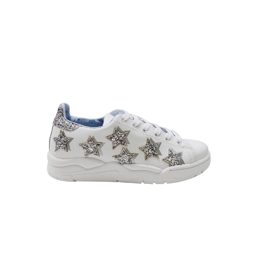 CHIARA FERRAGNI - Stars Sneakers Leather - White/Silver