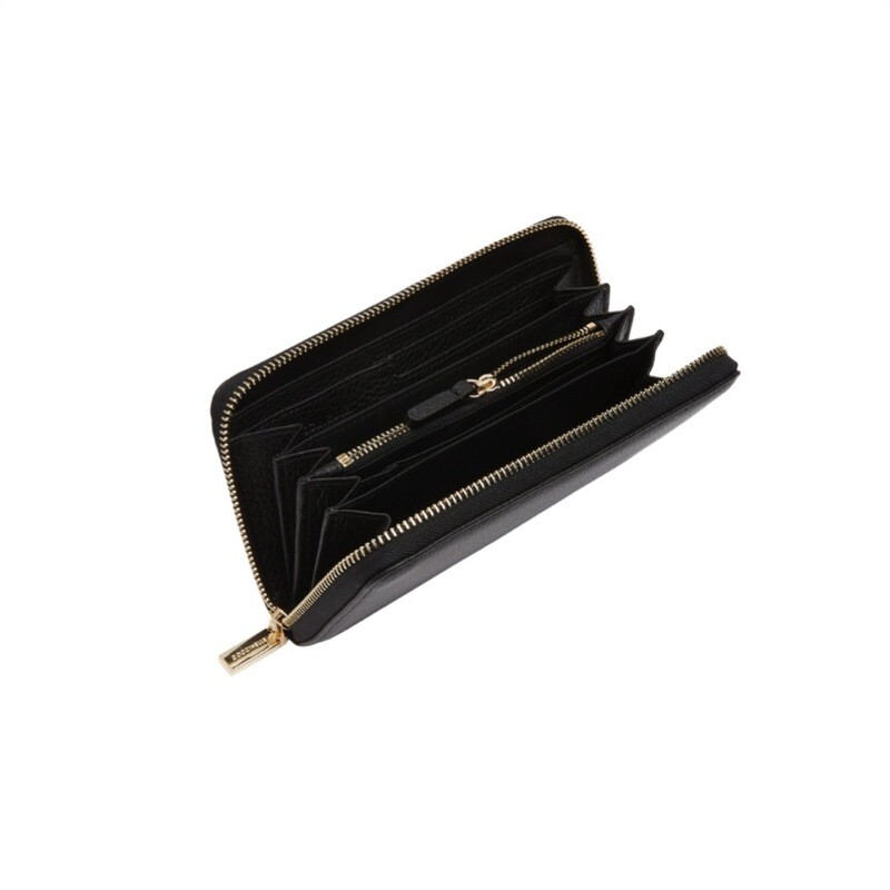 COCCINELLE - Metallic Soft Portafoglio Grande Zip Around - Noir