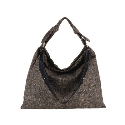 BORBONESE - Desert Hobo Large con tracolla - Op Natural/Black