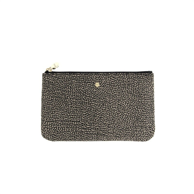 BORBONESE - Busta piatta media Nylon Riciclato Op - Op Natural/Black
