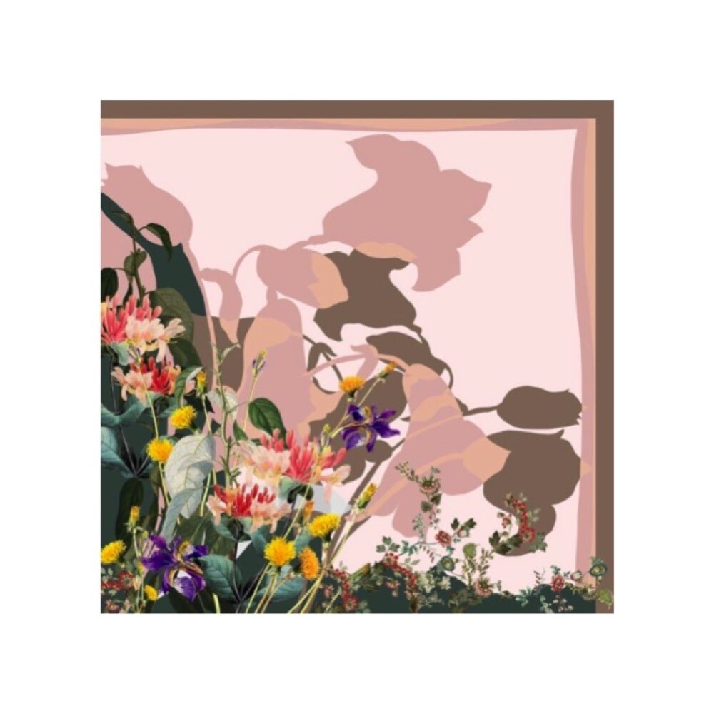 MARINA D'ESTE - Foulard in seta 70x70 stampa fiori - Rosa/Taupe