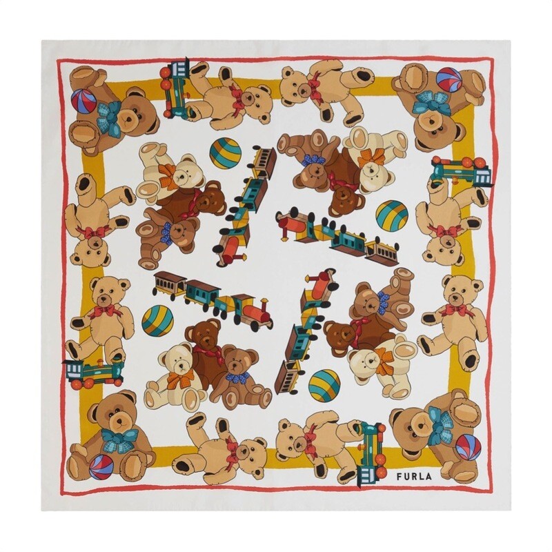 FURLA - Foulard Tortona Carrè Orsetti 90x90 - Talco