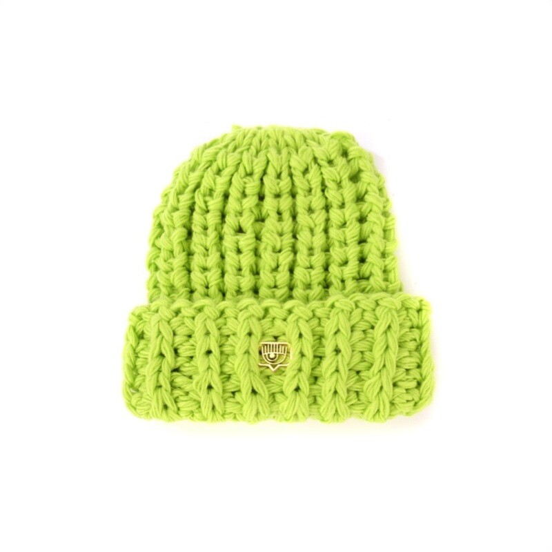 CHIARA FERRAGNI - Eye Like Berretto in maglia - Neon Green