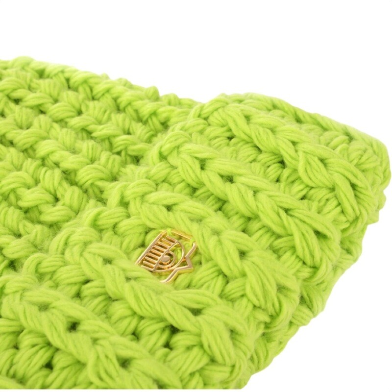 CHIARA FERRAGNI - Eye Like Berretto in maglia - Neon Green