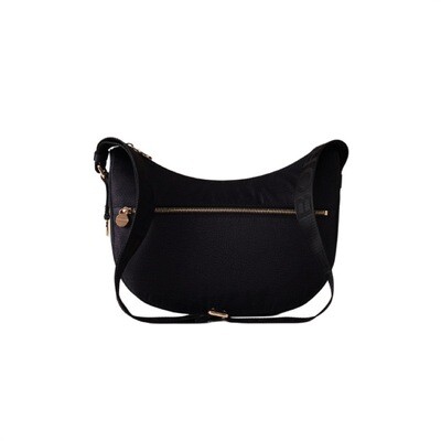 BORBONESE - Luna Bag Small Nylon Riciclato OP con zip - Dark Black