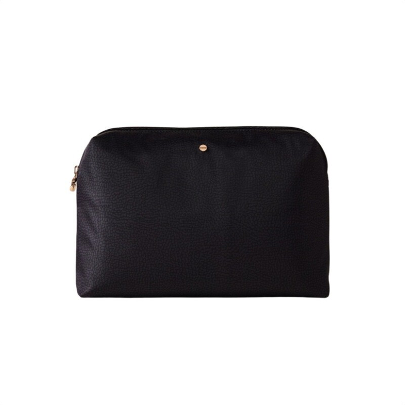 BORBONESE - Beauty Case Medium Nylon Riciclato OP - Dark Black