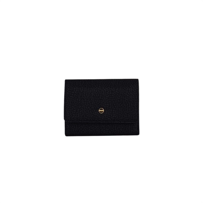 BORBONESE - Classica Portafoglio Patta Nylon Small - Dark Black