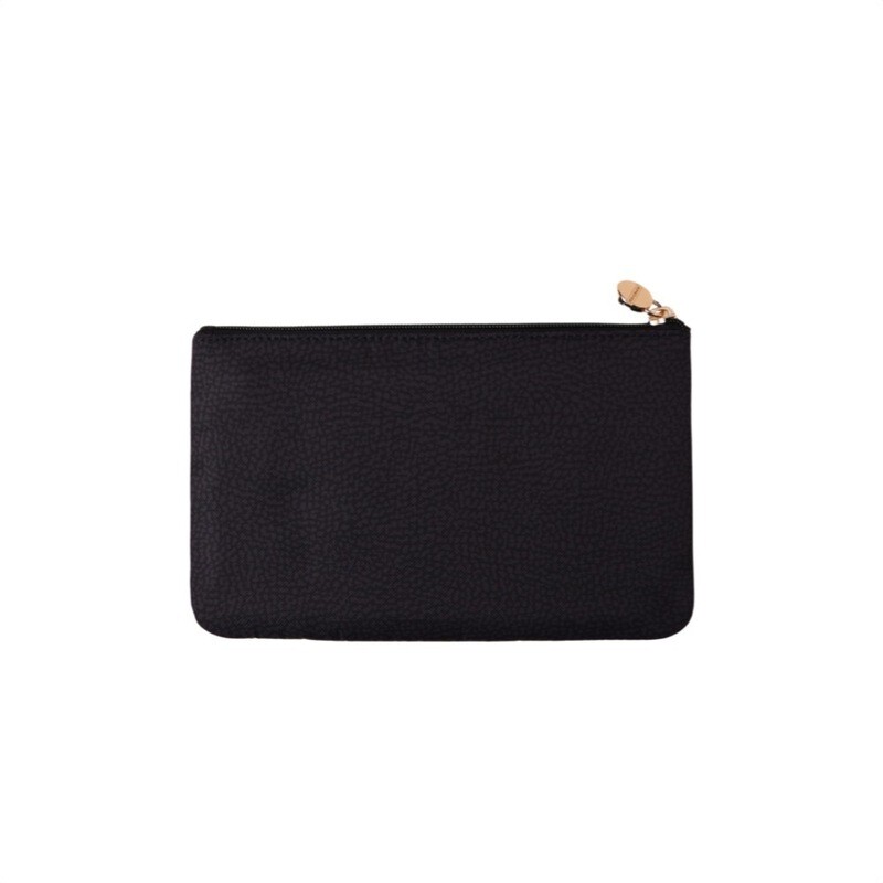 BORBONESE - Busta piatta media Nylon Riciclato Op - Dark Black