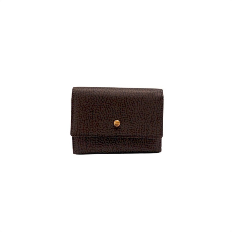 BORBONESE - Classica Portafoglio Patta Nylon Small - Dark Brown/Black